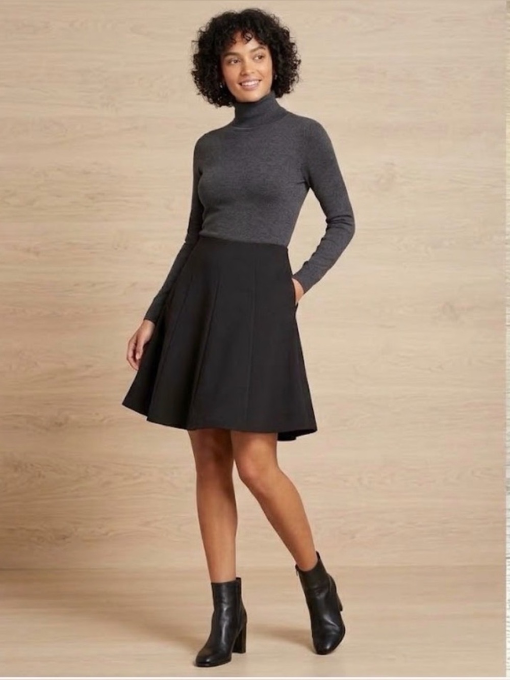 Nine West Black Flared Skater Skirt